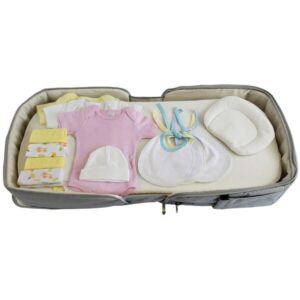 Bambini 808-Girls Baby Clothing Starter Set with Diaper Bag, Pink - 12 Piece