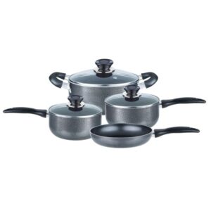 Brentwood BPS-207G Non-Stick Aluminum Cookware Set, Granite - 7 Pieces